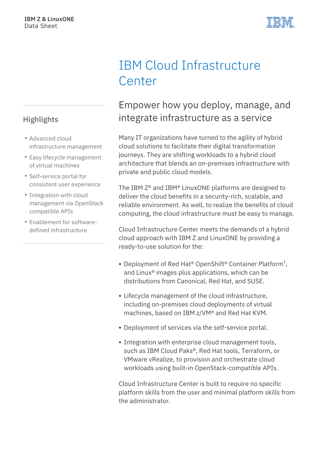 IBM Cloud Infrastructure Center