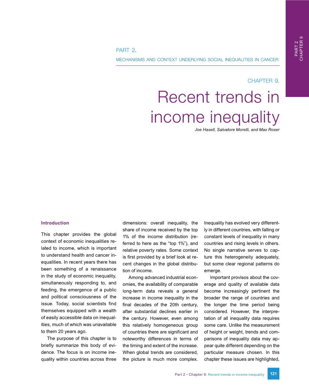 Recent Trends in Income Inequality Joe Hasell, Salvatore Morelli, and Max Roser