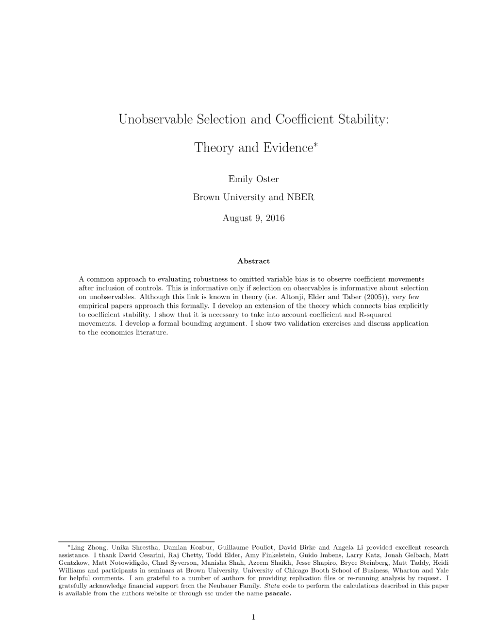 Unobservable Selection and Coefficient Stability: Theory and Evidence