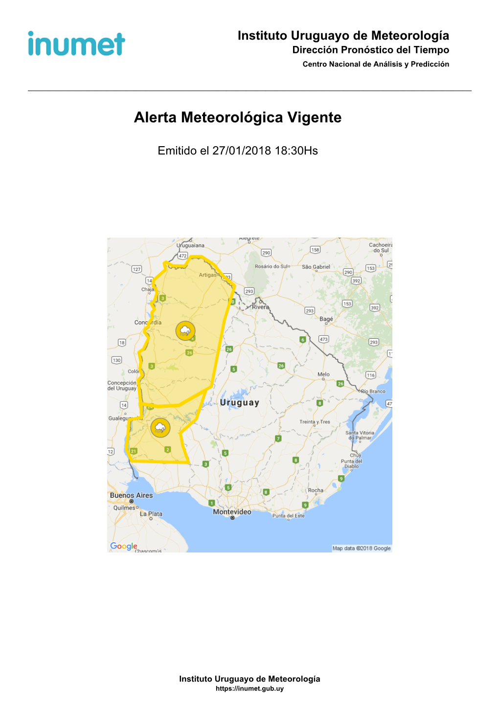 Alerta Meteorológica Vigente