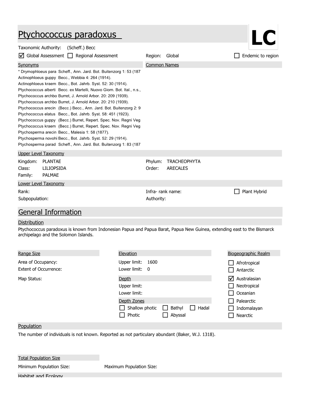 Species Summary