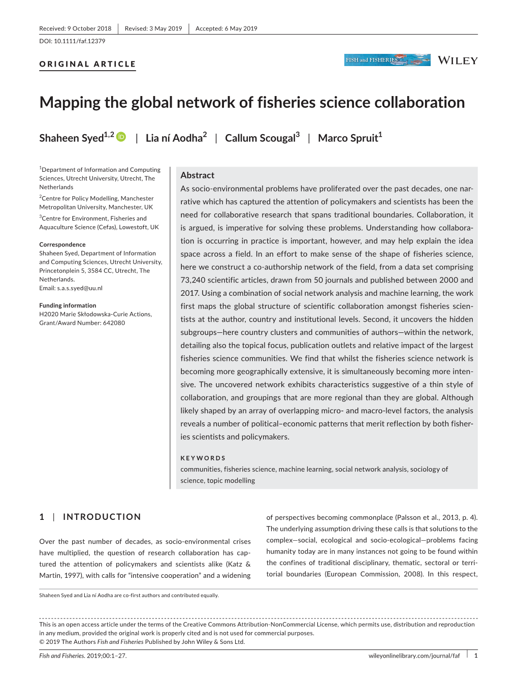 Mapping the Global Network of Fisheries Science Collaboration