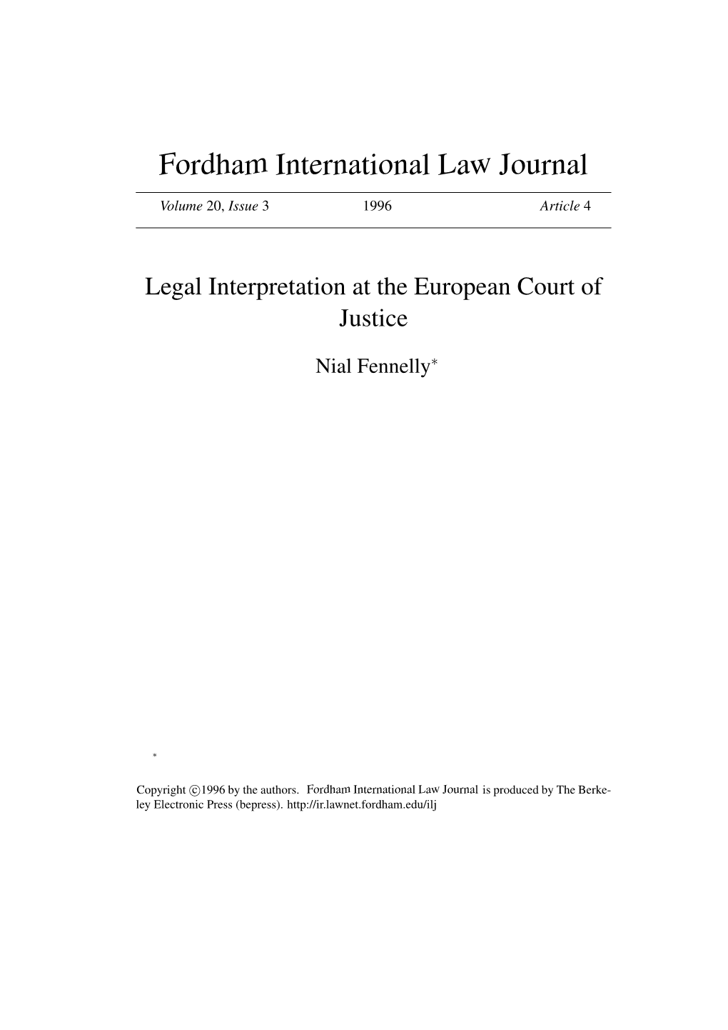 Legal Interpretation at the European Court of Justice