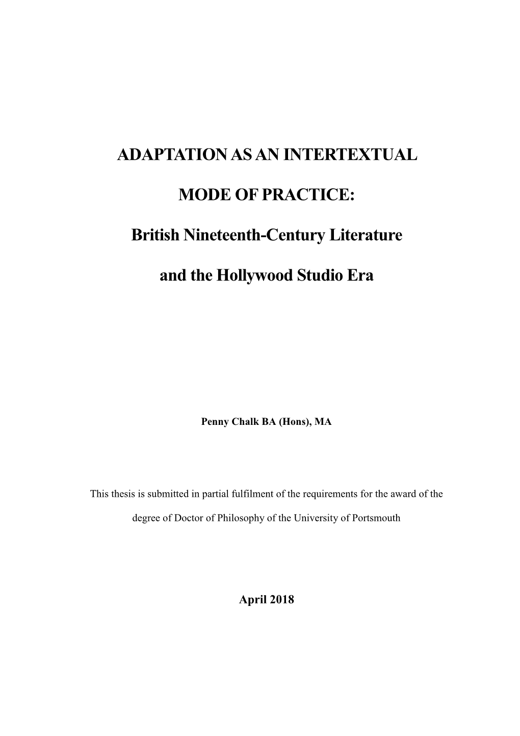 British Nineteenth-Century Literature and the Hollywood Studio