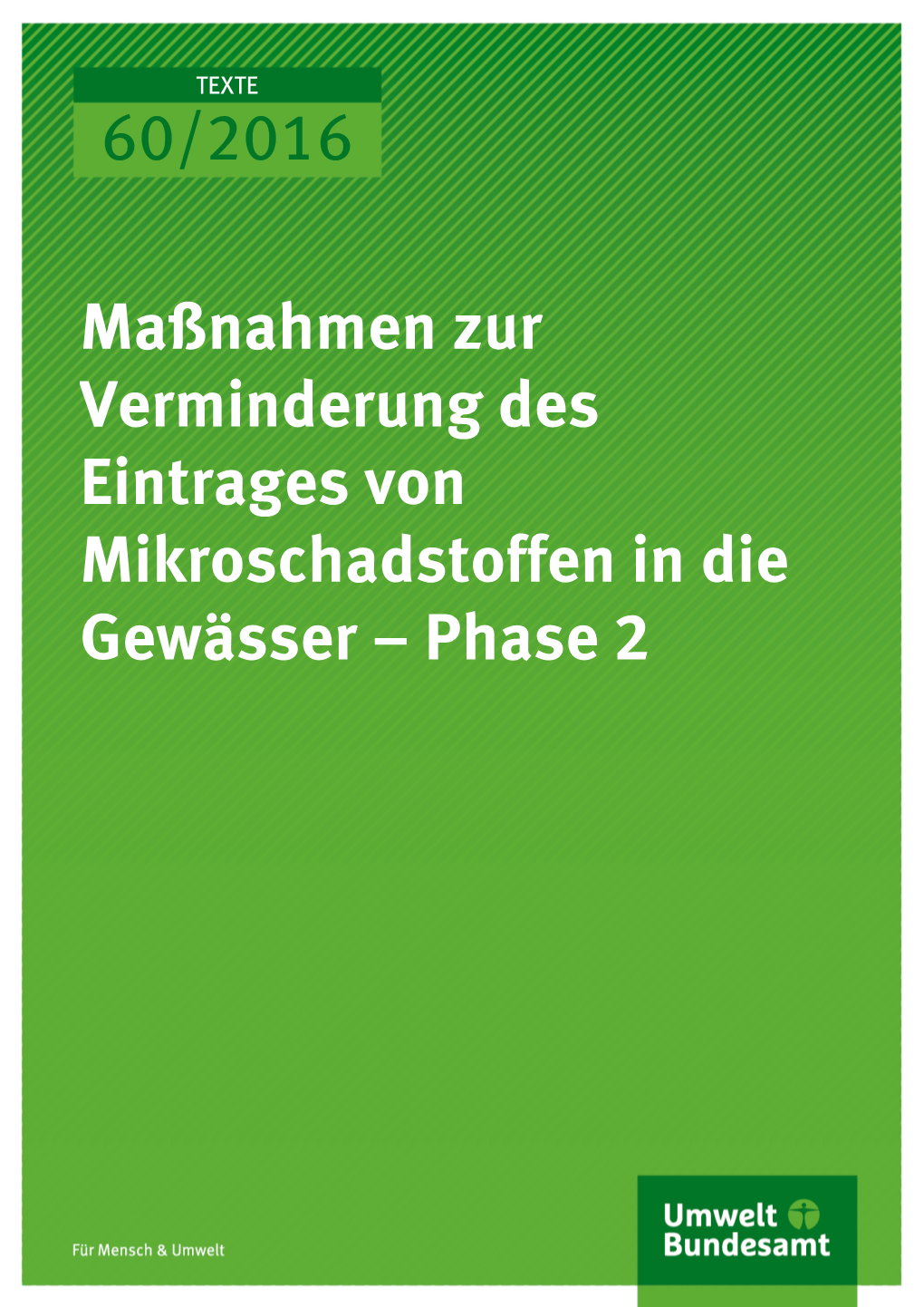 Maßnahmen Zur Verminderung Des Eintrages Von Mikroschadstoffen in Die Gewässer – Phase 2