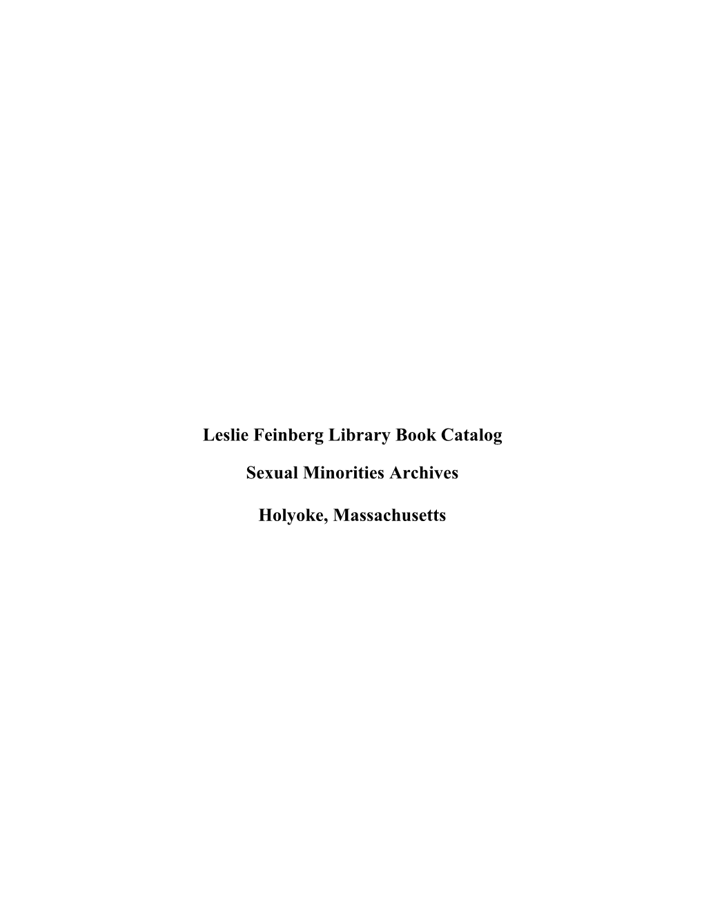 Leslie Feinberg Library Book Catalog