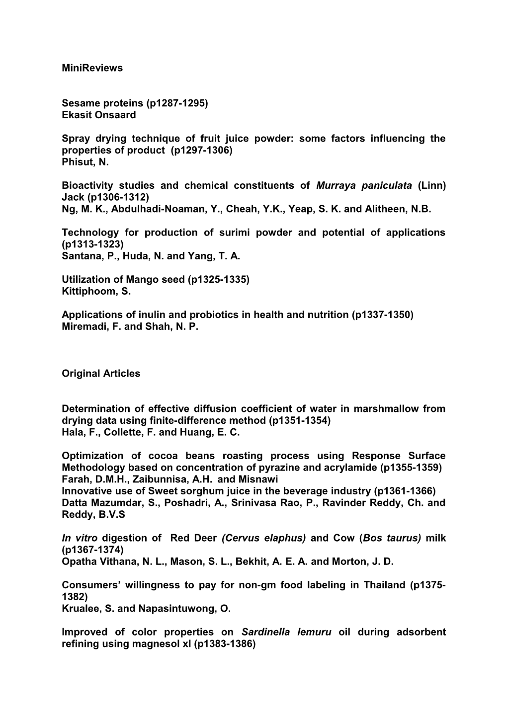 Sesame Proteins (P1287-1295)