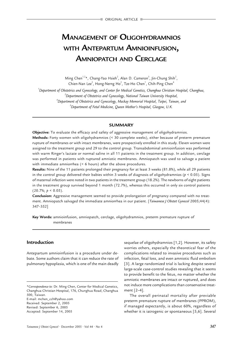 Management of Oligohydramnios with Antepartum Amnioinfusion, Amniopatch and Cerclage