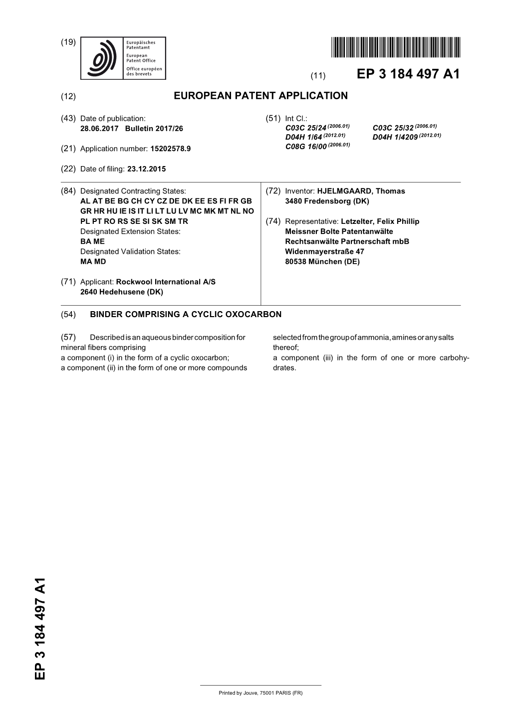 Binder Comprising a Cyclic Oxocarbon