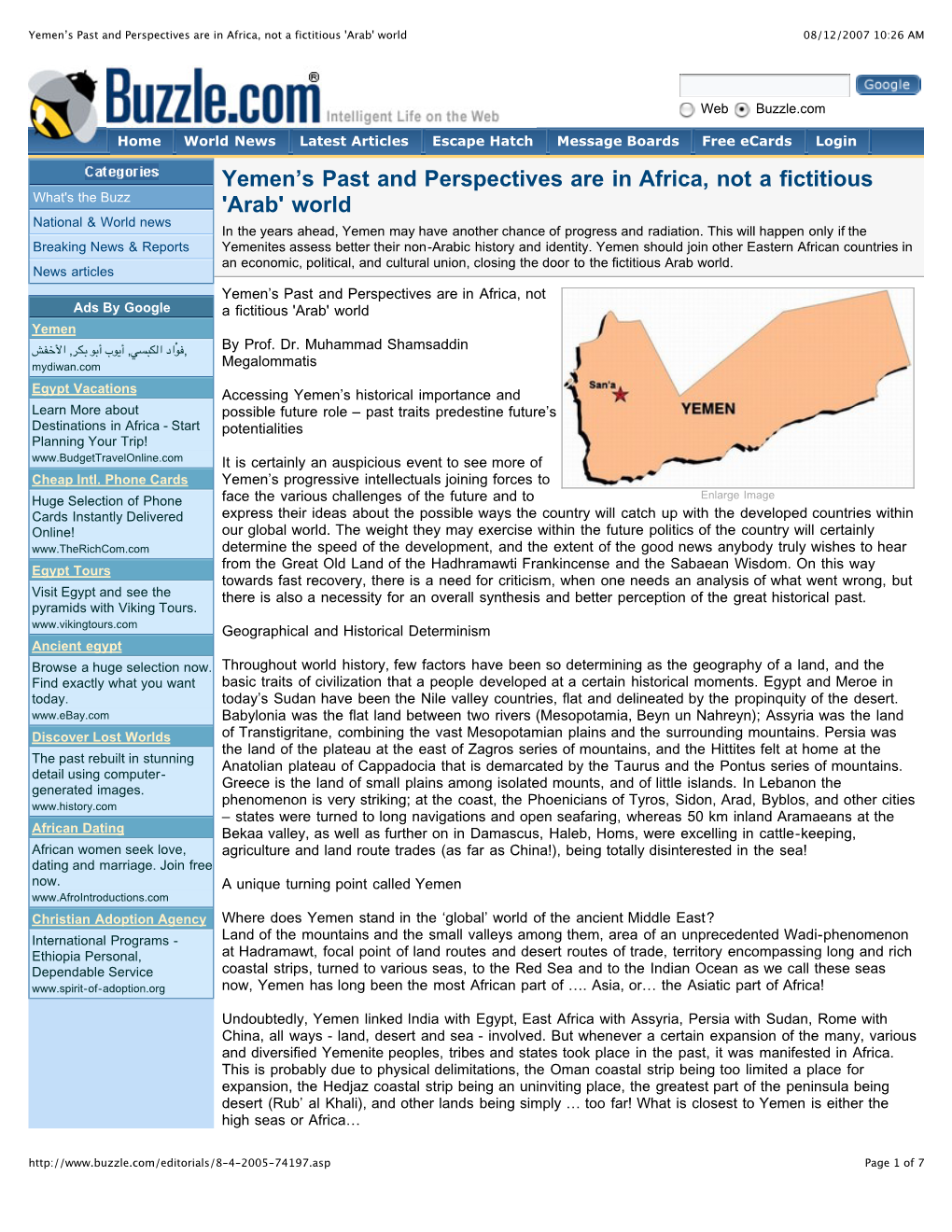 Yemen's Past and Perspectives Are in Africa, Not a Fictitious 'Arab' World