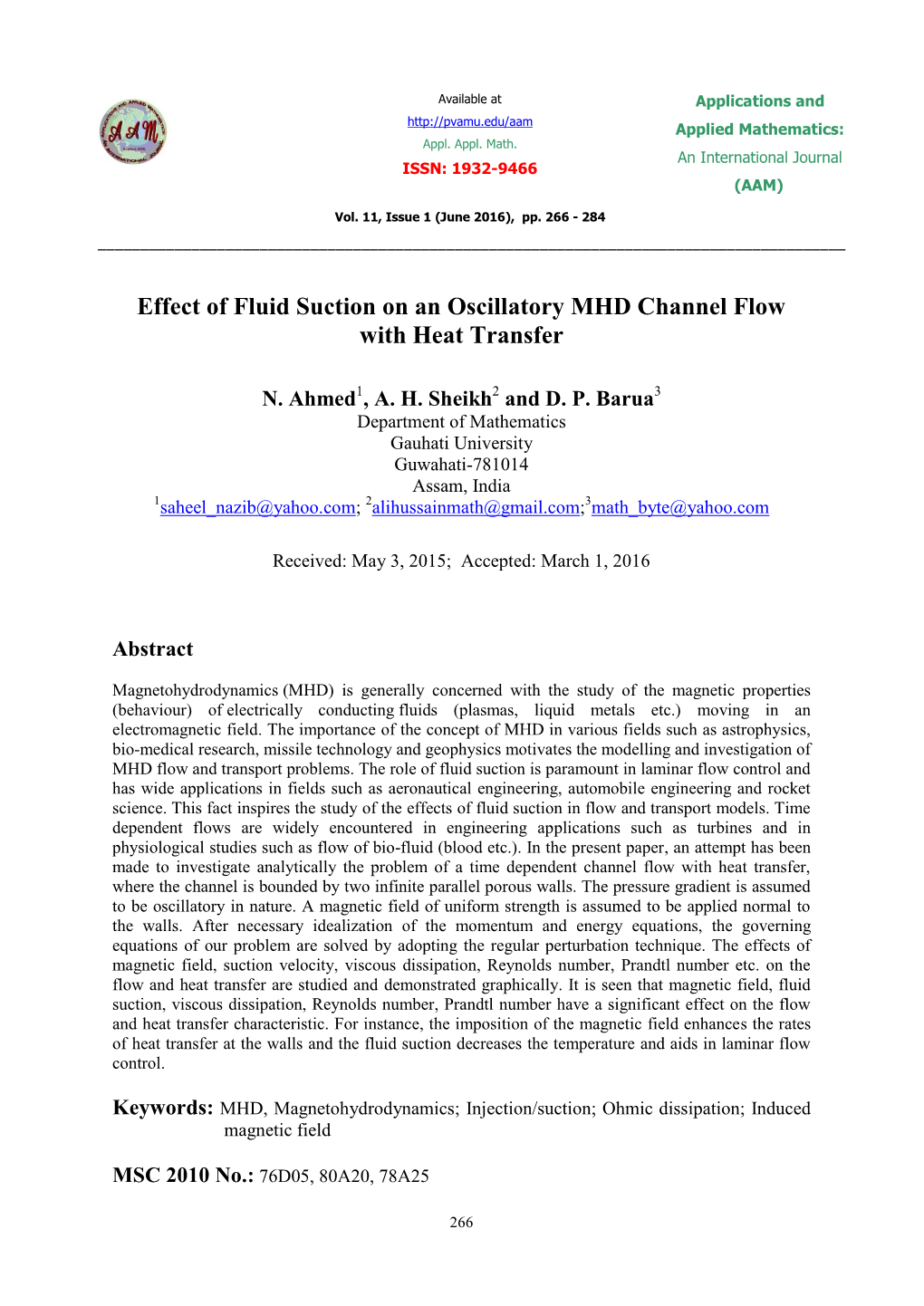 Effect of Fluid Suction on an Oscillatory MHD Channel Flow with Heat Transfer