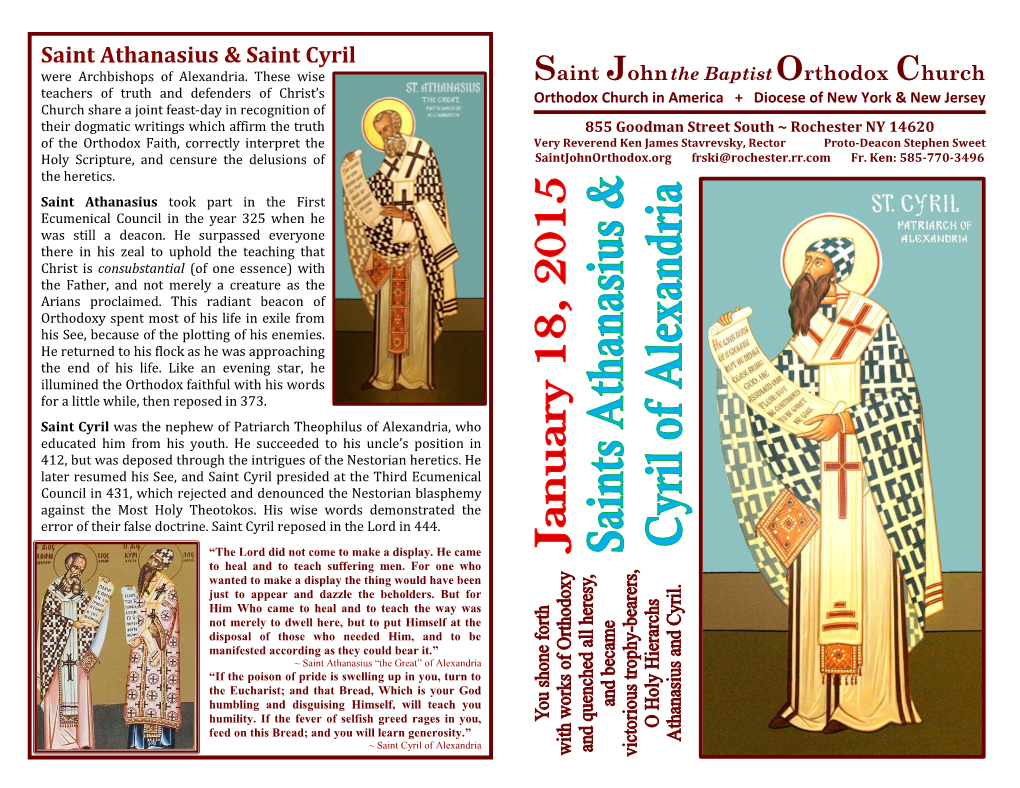 Saint Athanasius & Saint Cyril