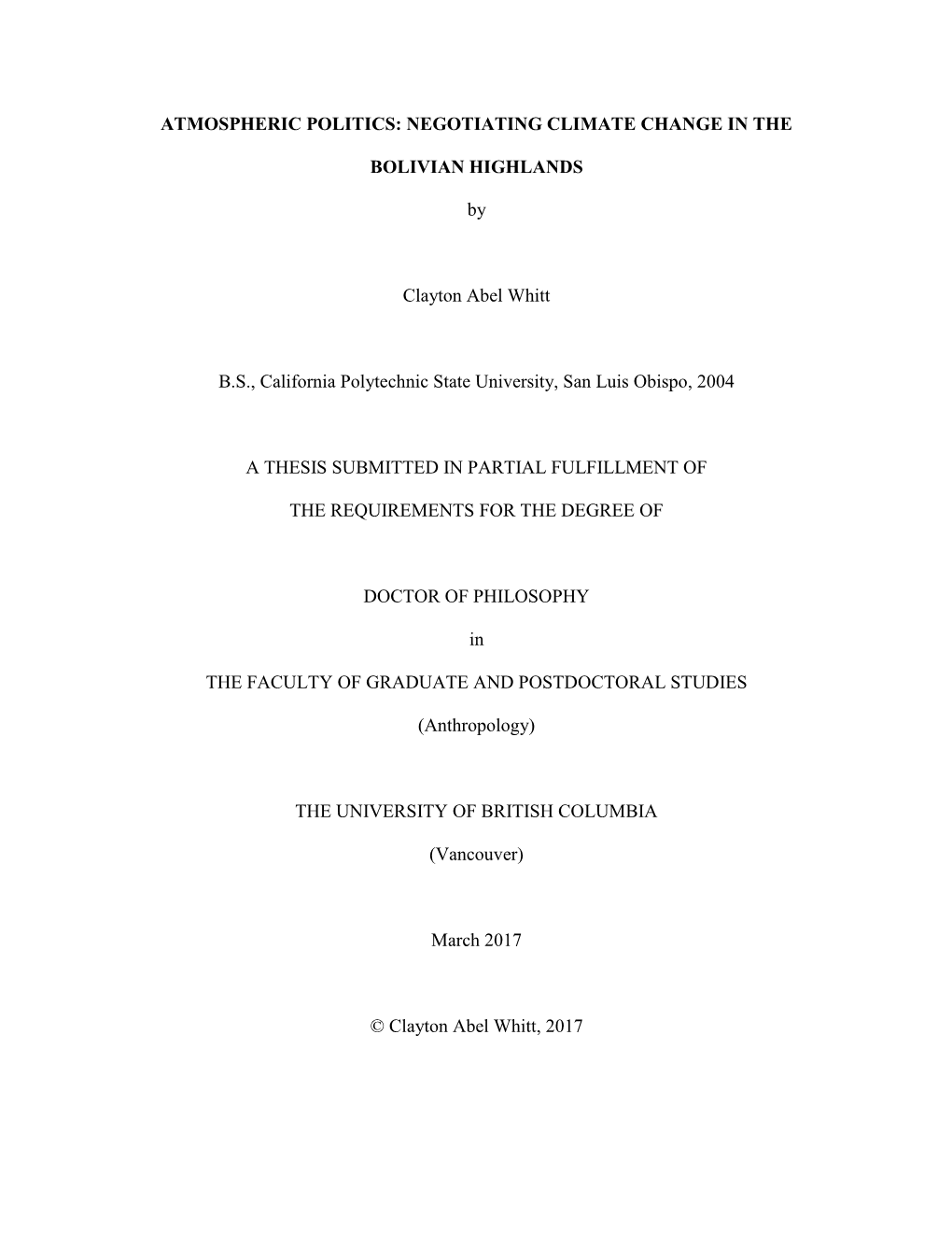 Atmospheric Politics: Negotiating Climate Change in The