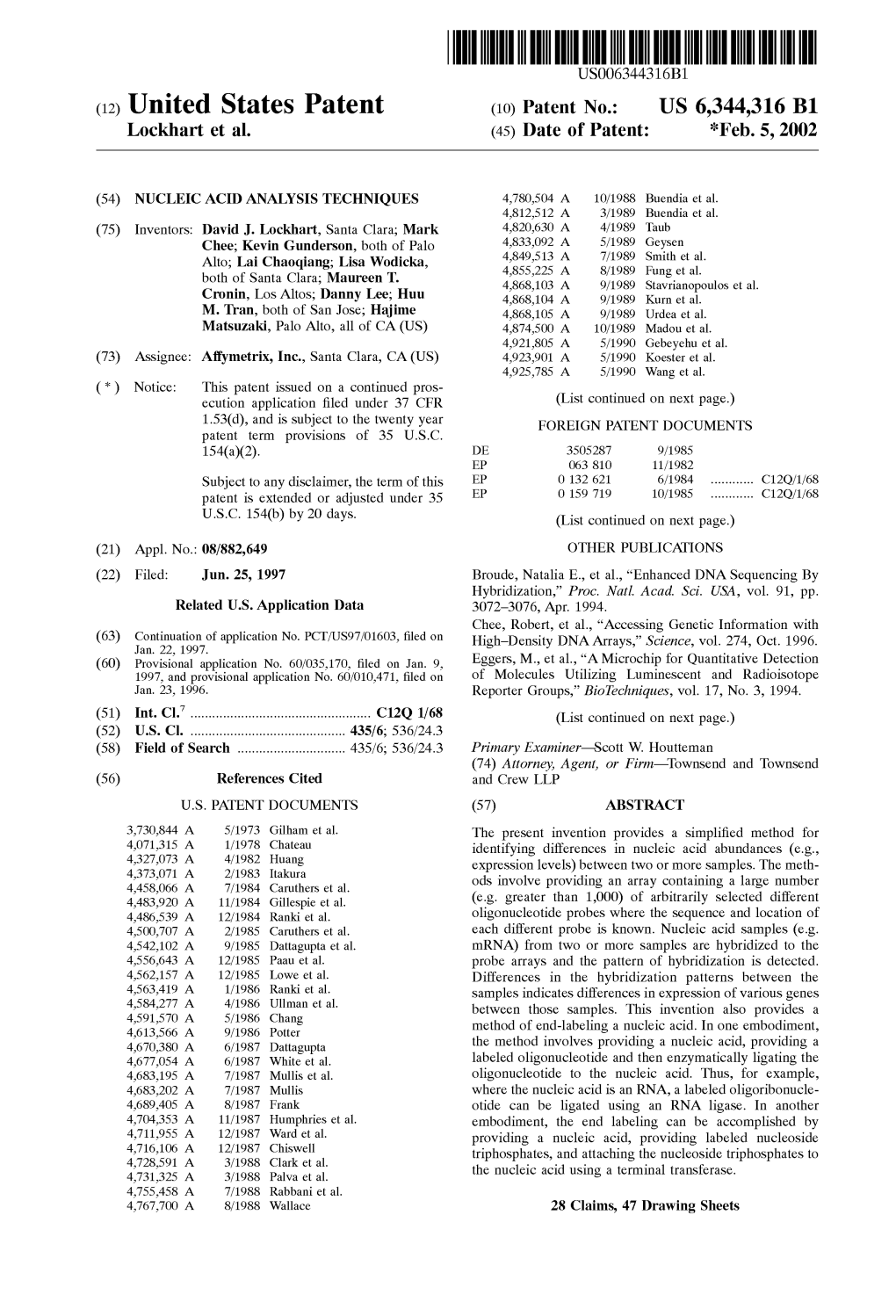 (12) United States Patent (10) Patent No.: US 6,344,316 B1 L0ckhart Et Al