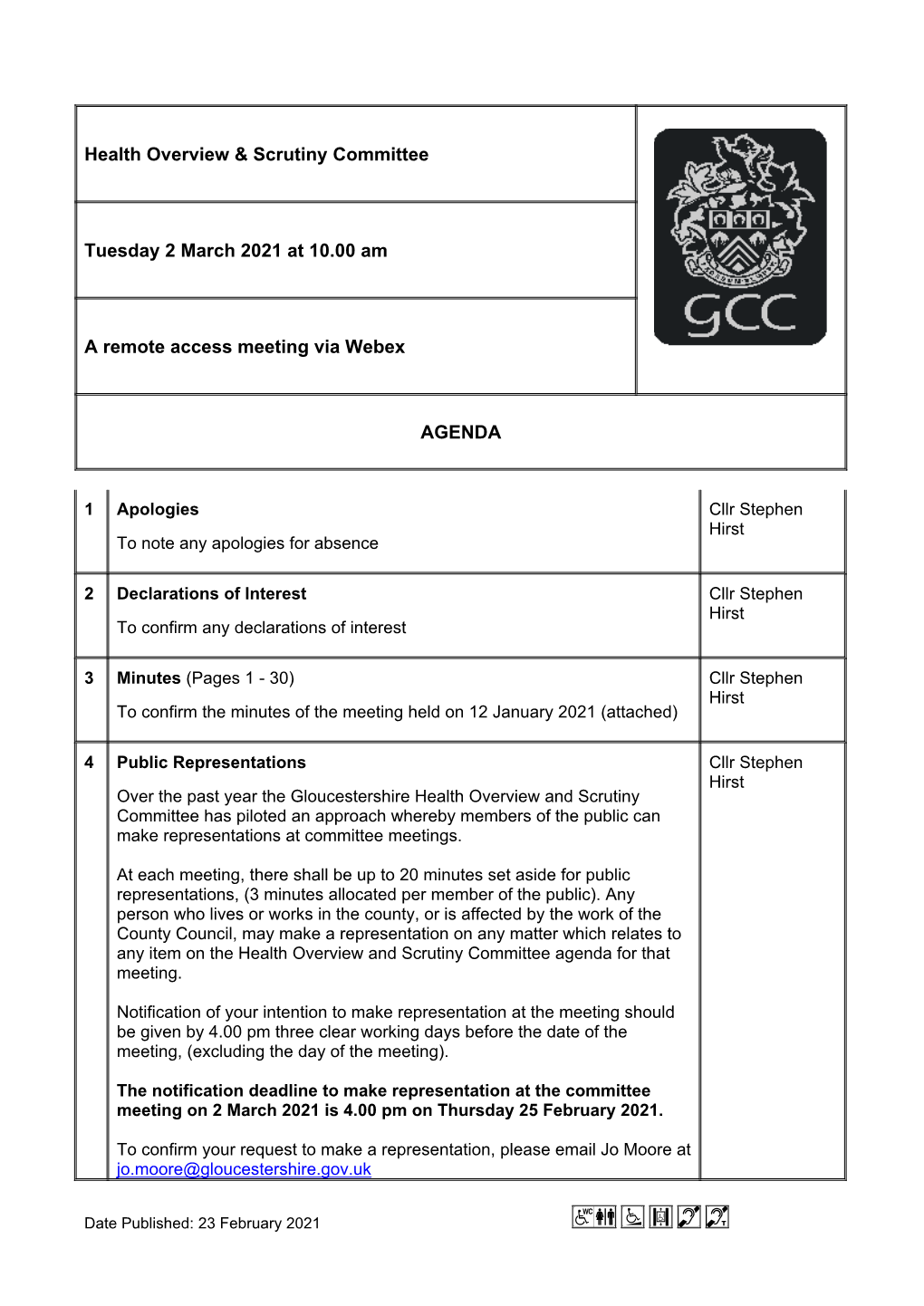 Agenda Document for Health Overview & Scrutiny Committee, 02