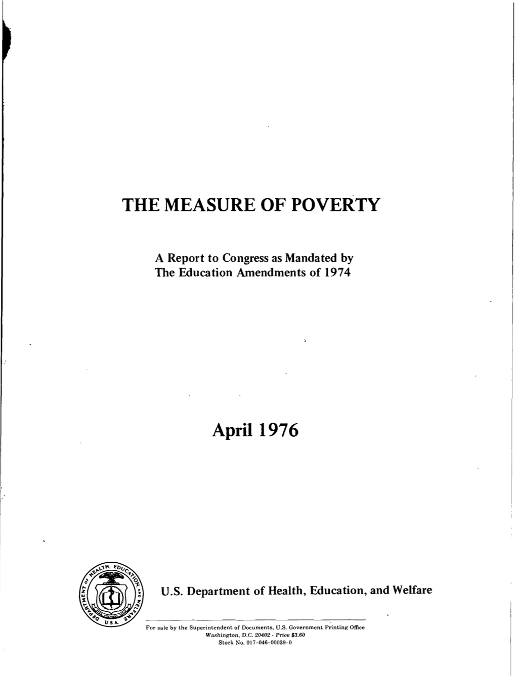 THE MEASURE of POVERTY April 1976