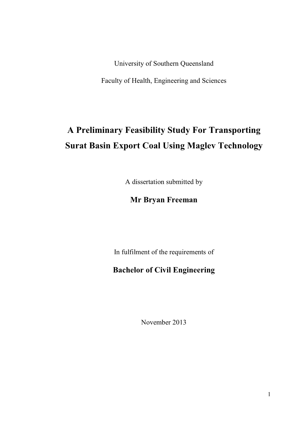 A Preliminary Feasibility Study for Transporting Surat Basin Export Coal Using Maglev Technology