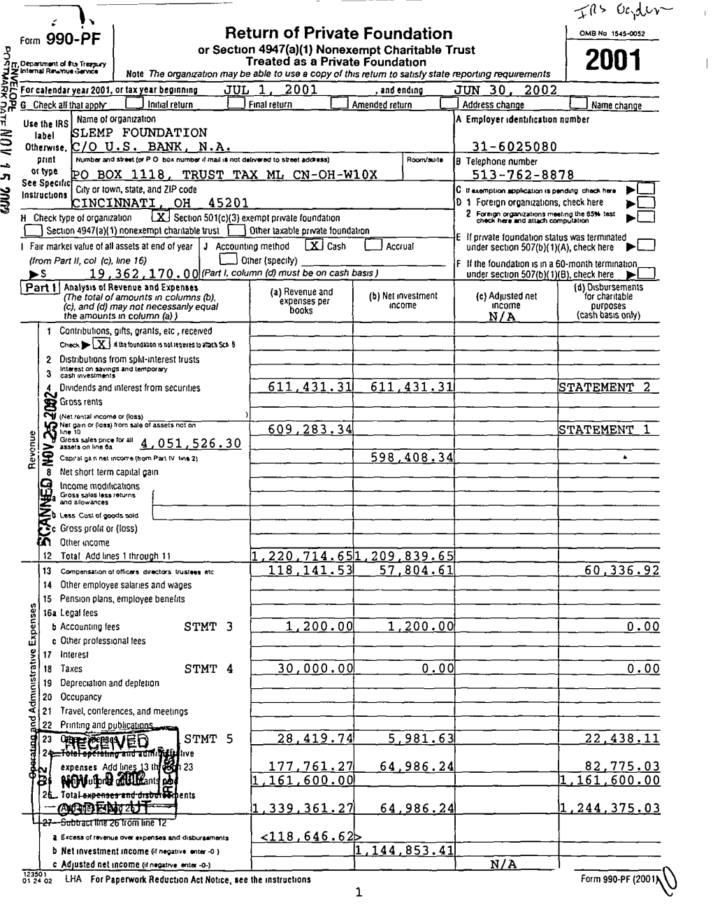 Form 990-PF Return of Private Foundation