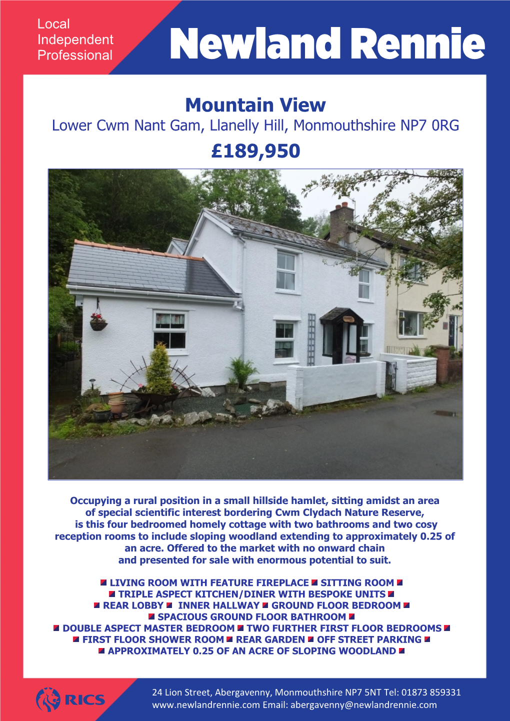 Mountain View Lower Cwm Nant Gam, Llanelly Hill, Monmouthshire NP7 0RG £189,950