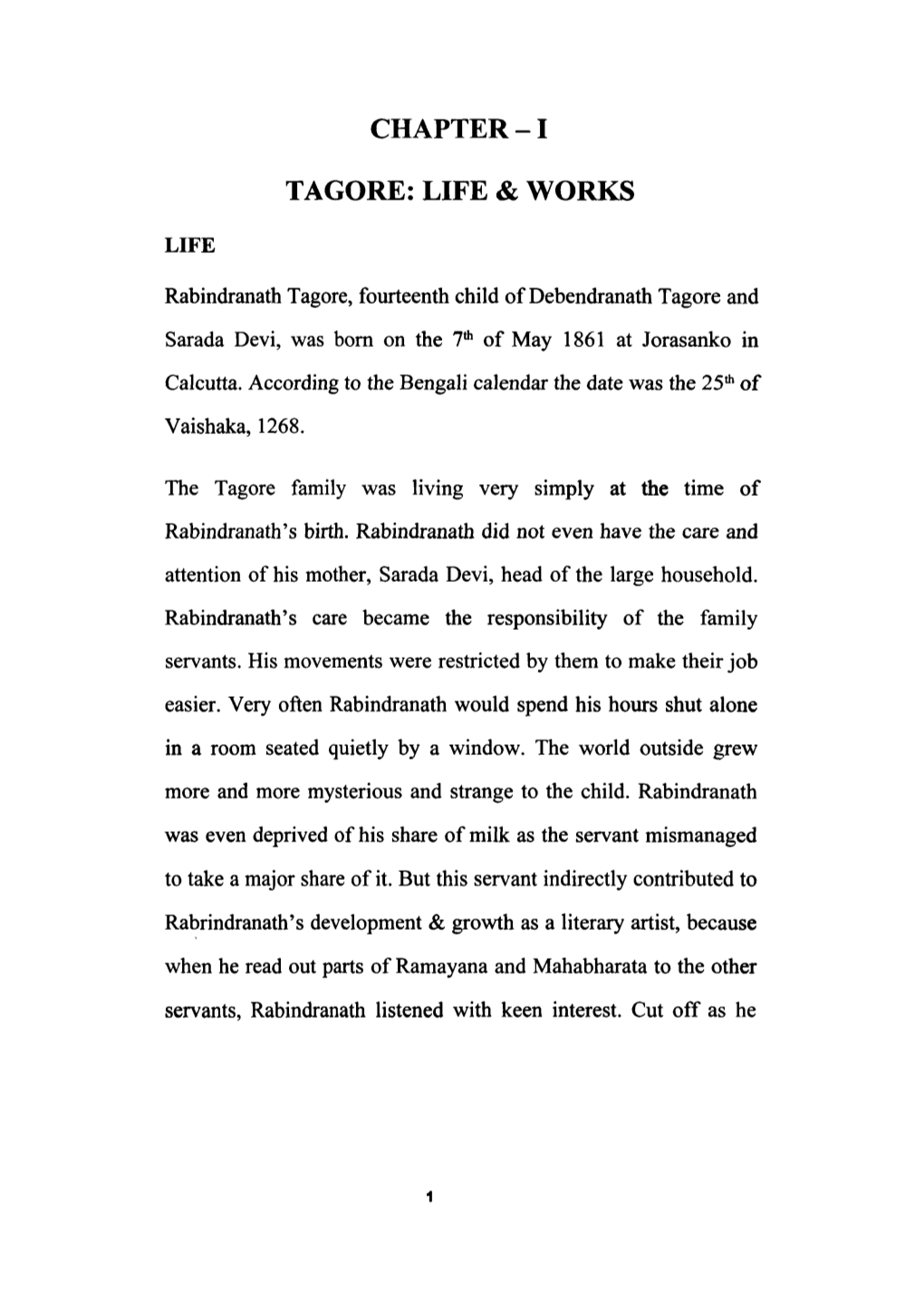 Chapter -1 Tagore: Life & Works