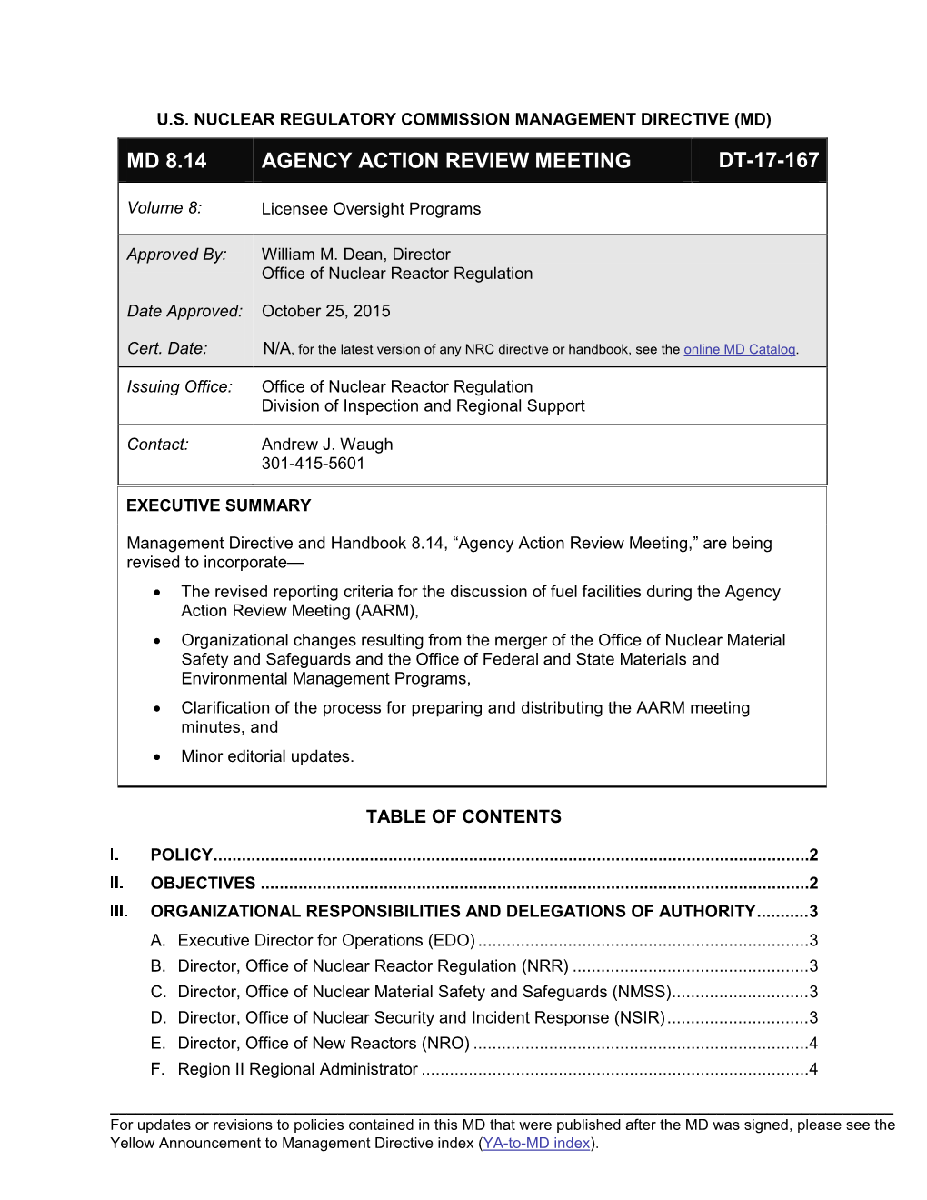 Agency Action Review Meeting