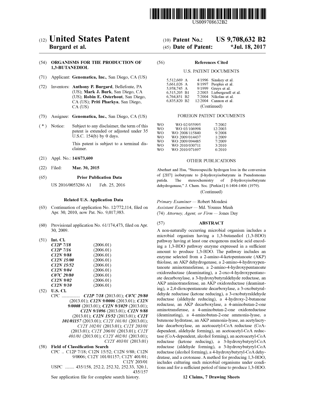 (12) United States Patent (10) Patent No.: US 9,708.632 B2 Burgard Et Al