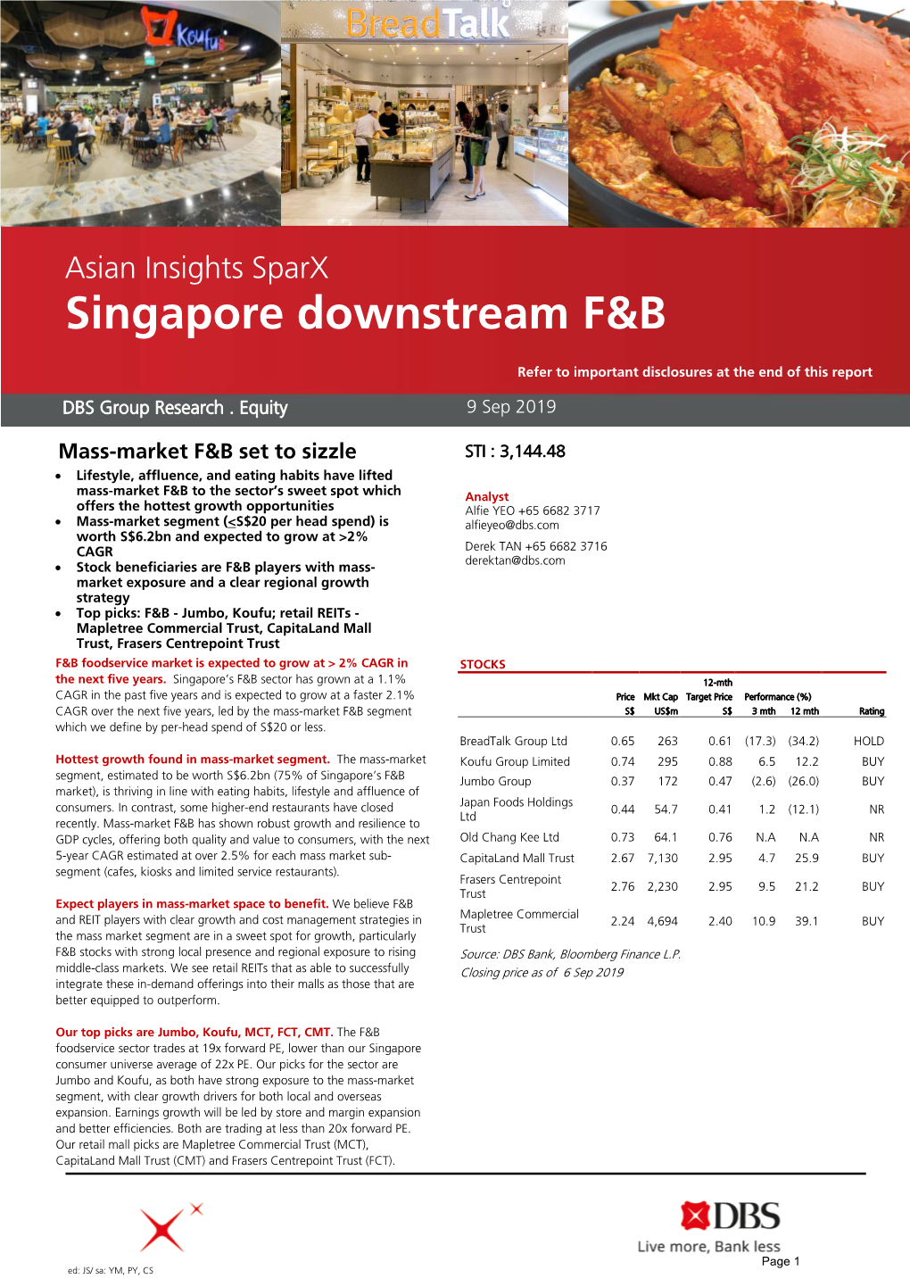 Asian Insights Sparx Singapore Downstream F&B