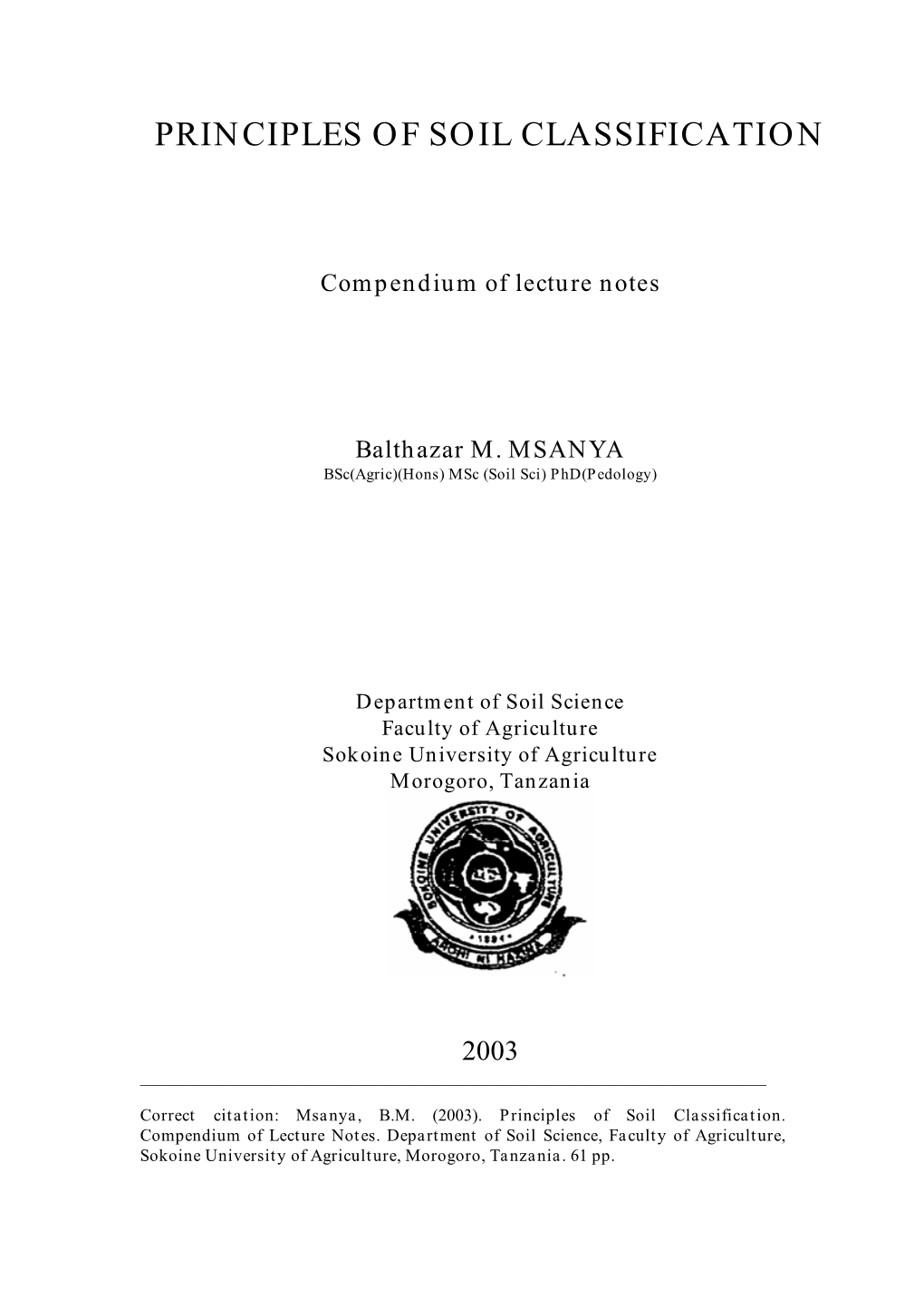 Principles of Soil Classification