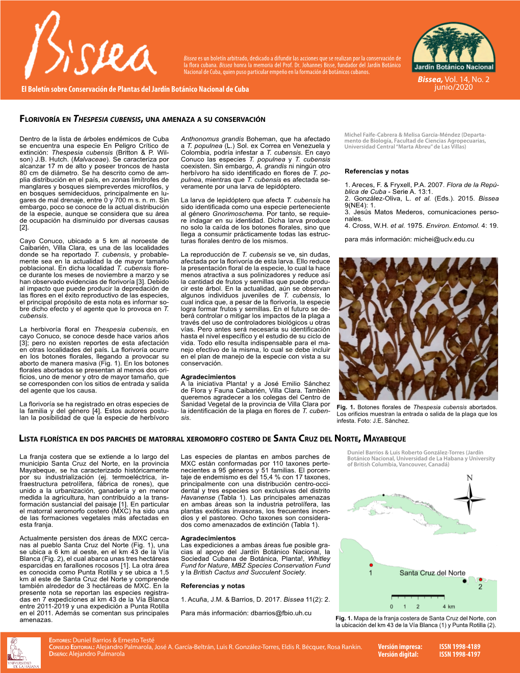 Bissea, Vol. 14, No. 2 Junio/2020 El Boletín Sobre Conservación De