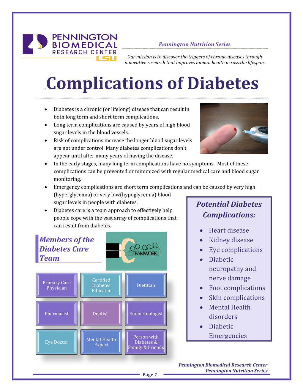 Complications of Diabetes