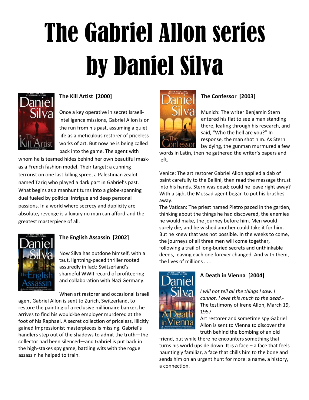 The Gabriel Allon Series by Daniel Silva