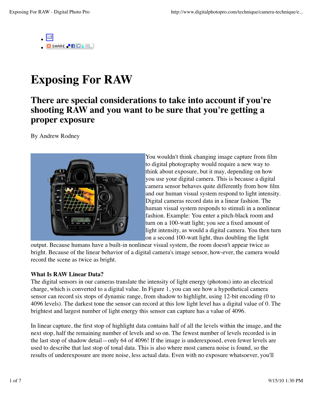 Exposing for RAW - Digital Photo Pro