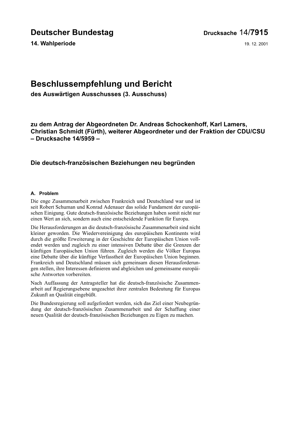 Beschlussempfehlung Und Bericht Des Auswärtigen Ausschusses (3