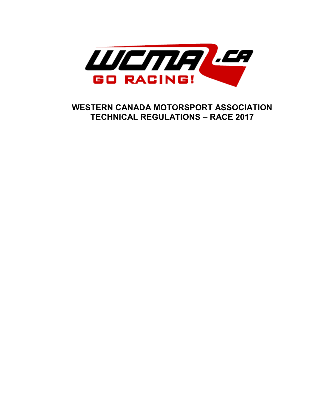Western Canada Motorsport Association Technical Regulations – Race 2017