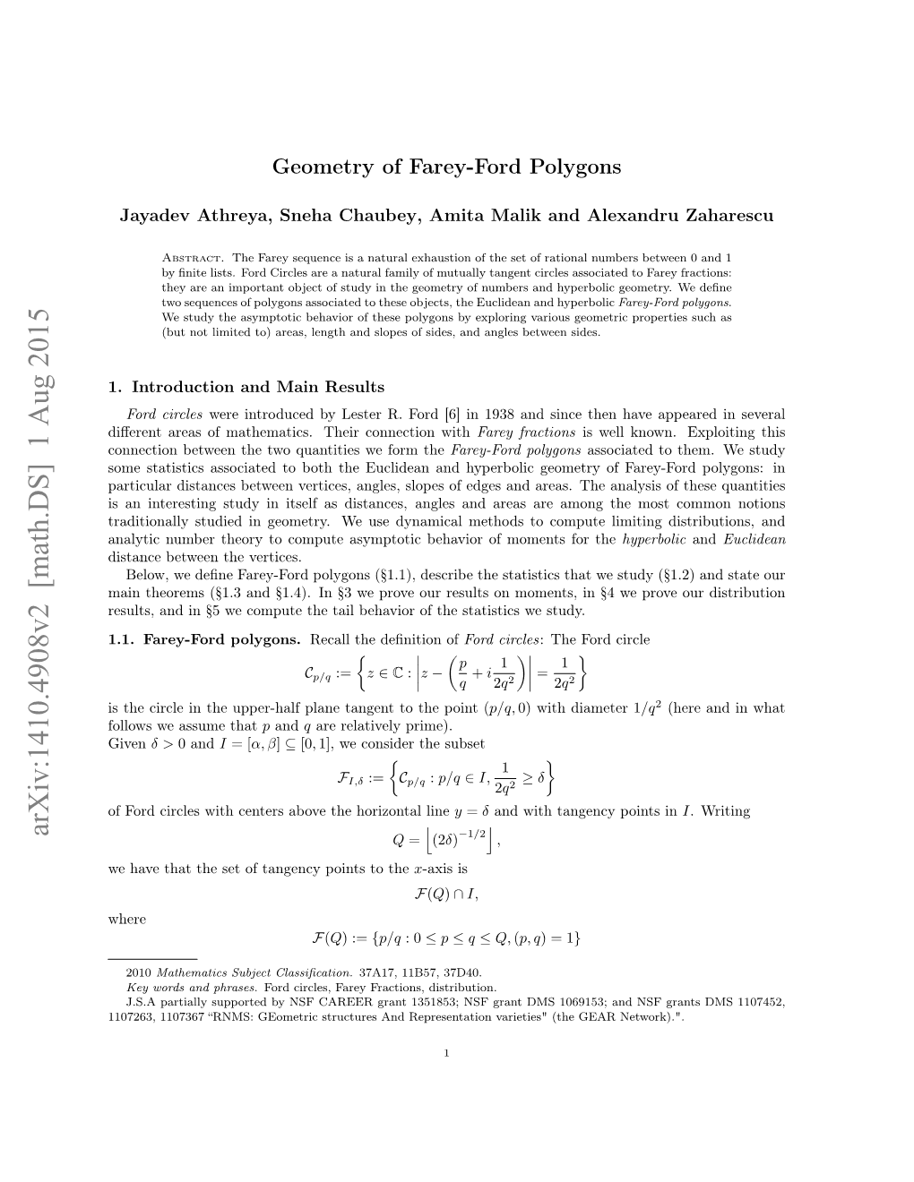 Geometry of Farey-Ford Polygons