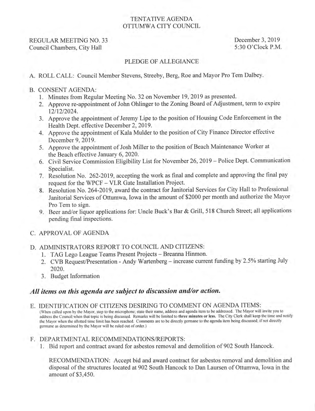 3. Approve the Appointment of Jeremy Lipe to the Position Ofhousing Code