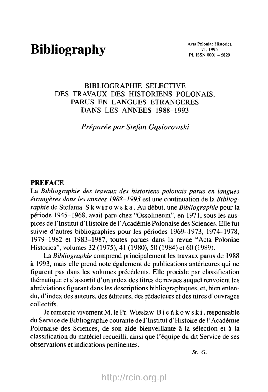 Bibliography PL ISSN 0001 - 6829