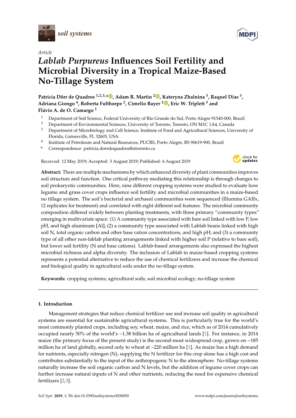 Lablab Purpureus Influences Soil Fertility and Microbial Diversity in A