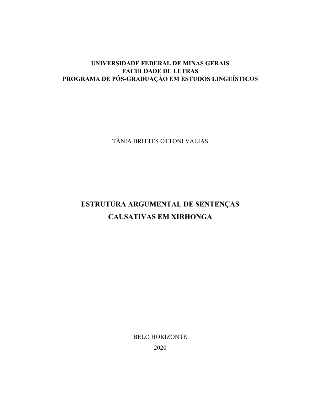 Estrutura Argumental De Sentenças Causativas Em Xirhonga