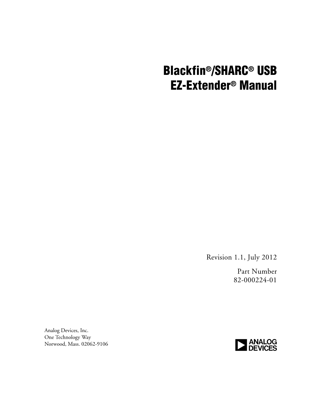 Blackfin/SHARC® USB EZ-Extender® Manual