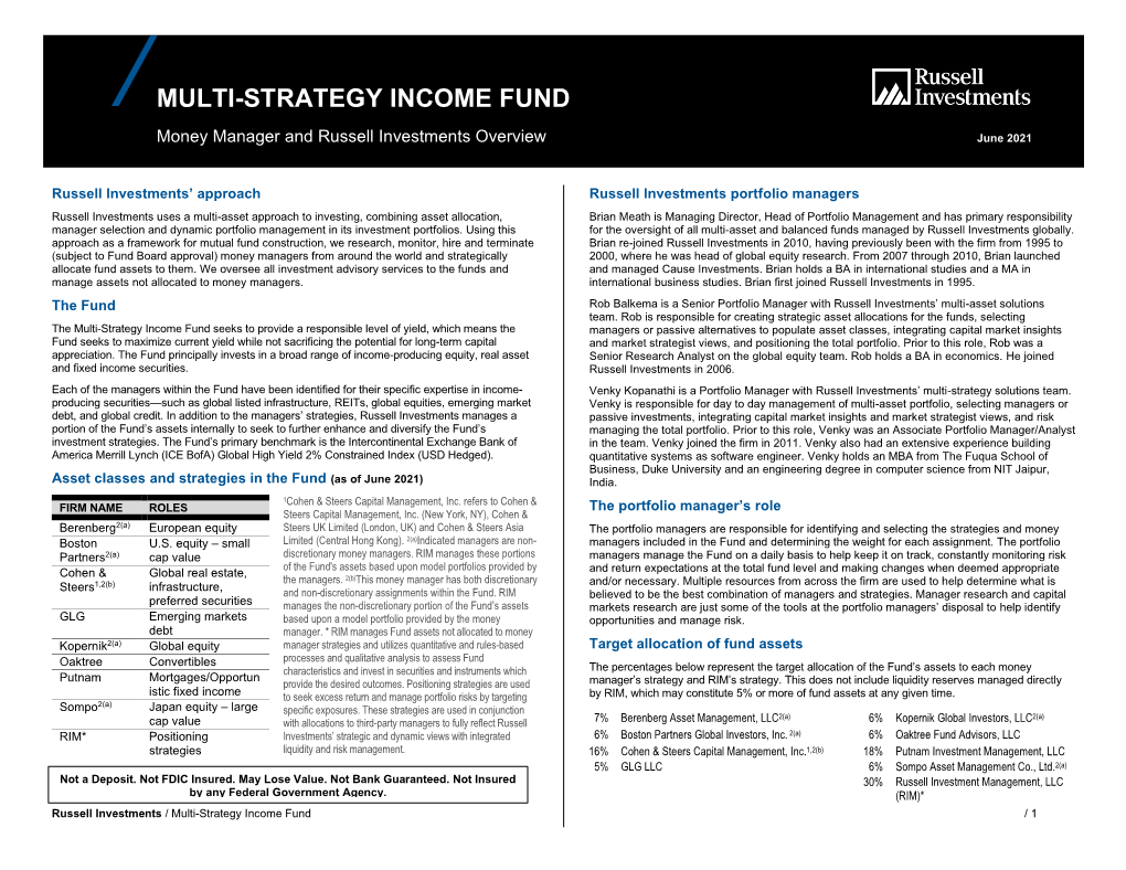 Multi-Strategy Income Fund