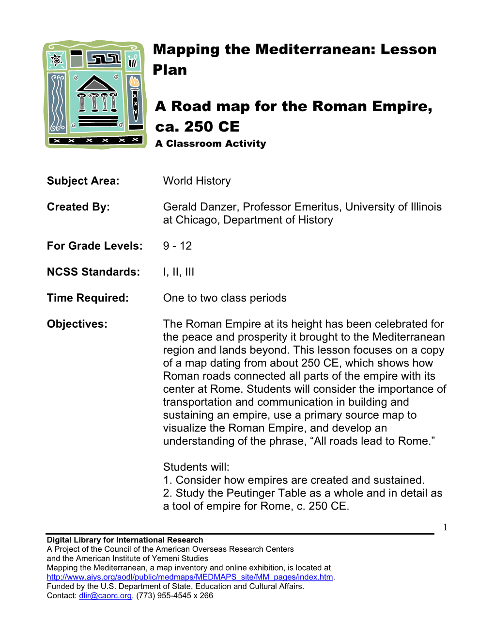 A Road Map for the Roman Empire, Ca