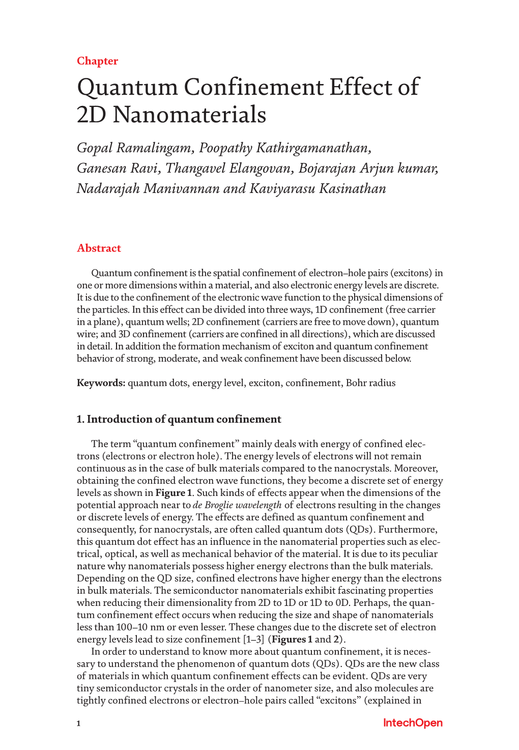 Quantum Confinement Effect of 2D Nanomaterials