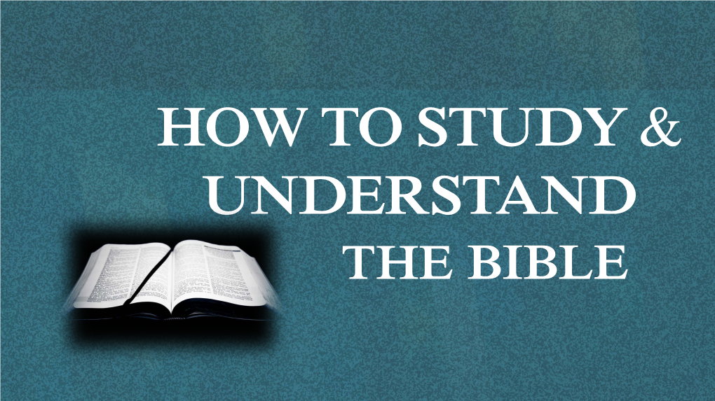 How to Study the Bible