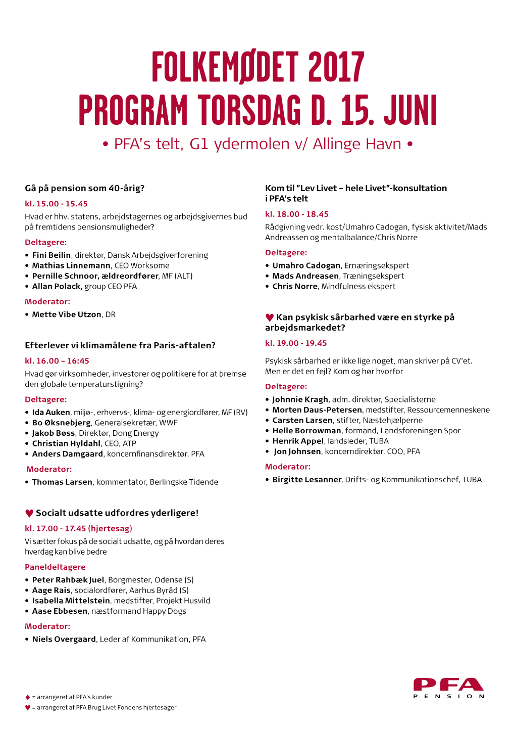 FOLKEMØDET 2017 PROGRAM TORSDAG D. 15. JUNI • PFA’S Telt, G1 Ydermolen V/ Allinge Havn •