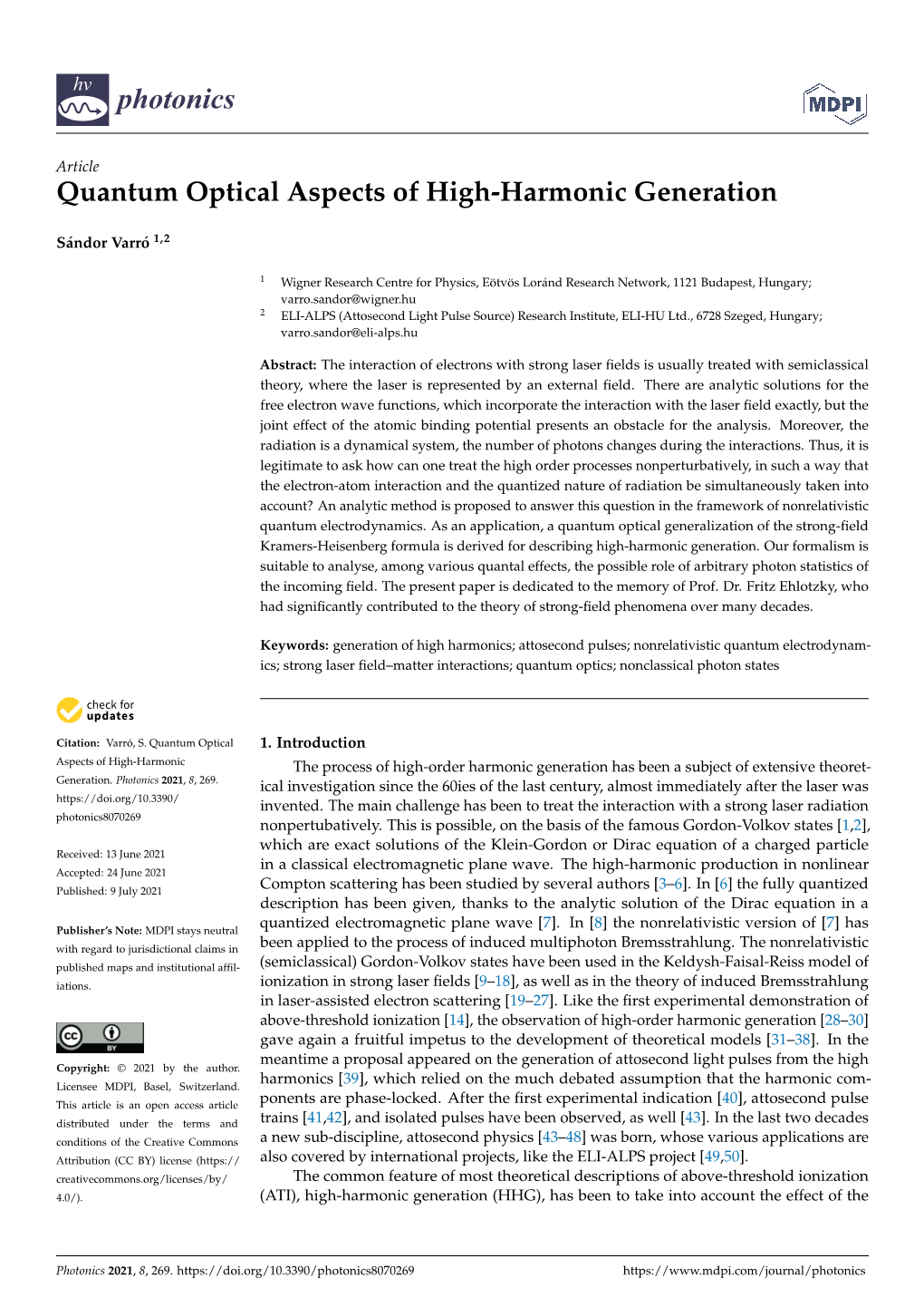 Quantum Optical Aspects of High-Harmonic Generation