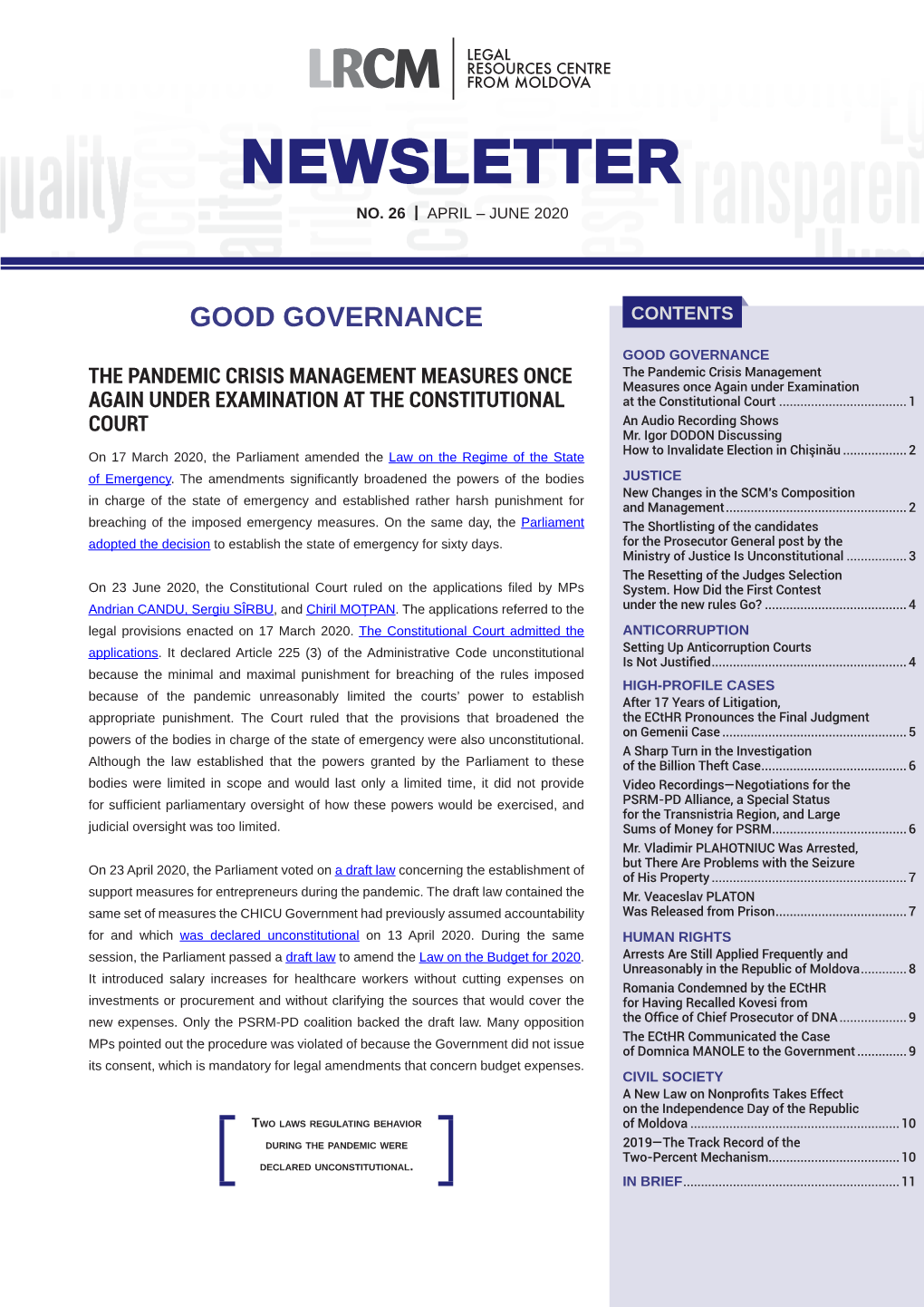 Good Governance Contents