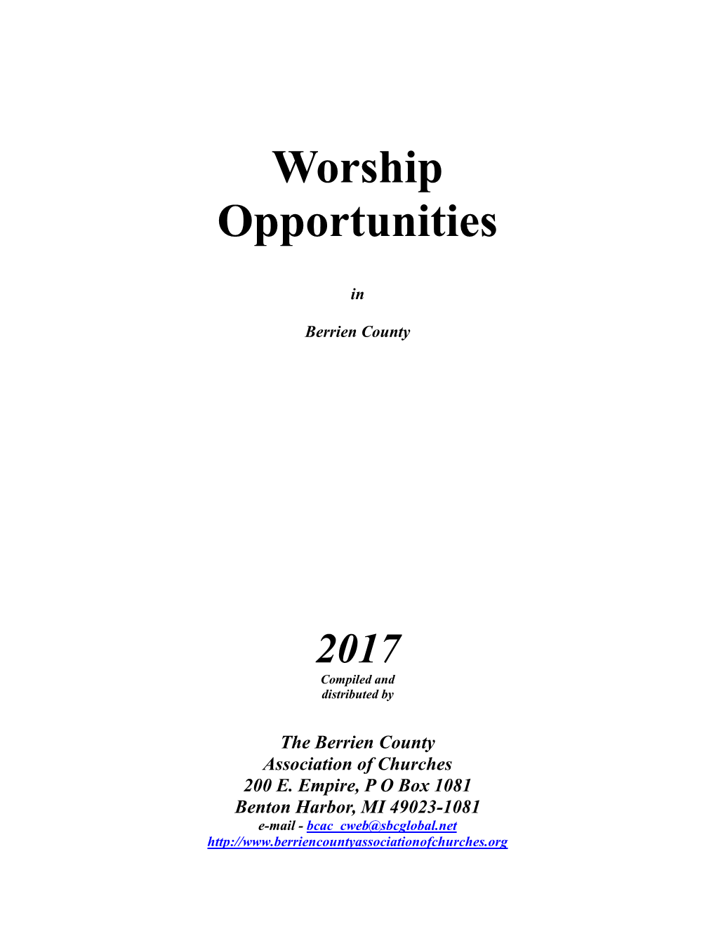 Worship Opportunities