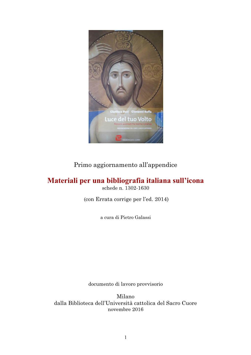 Materiali Per Una Bibliografia Italiana Sull'icona