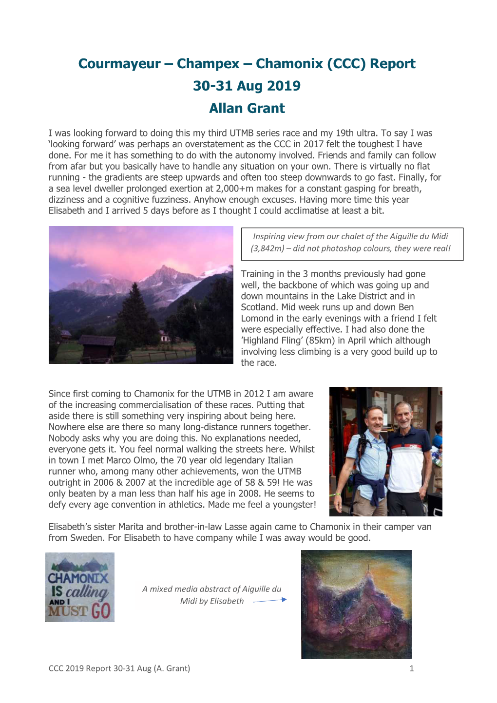 Courmayeur – Champex – Chamonix (CCC) Report 30-31 Aug 2019